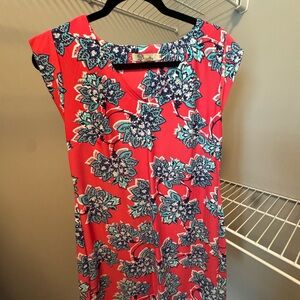 Floral Red and Blue Women's Dress
